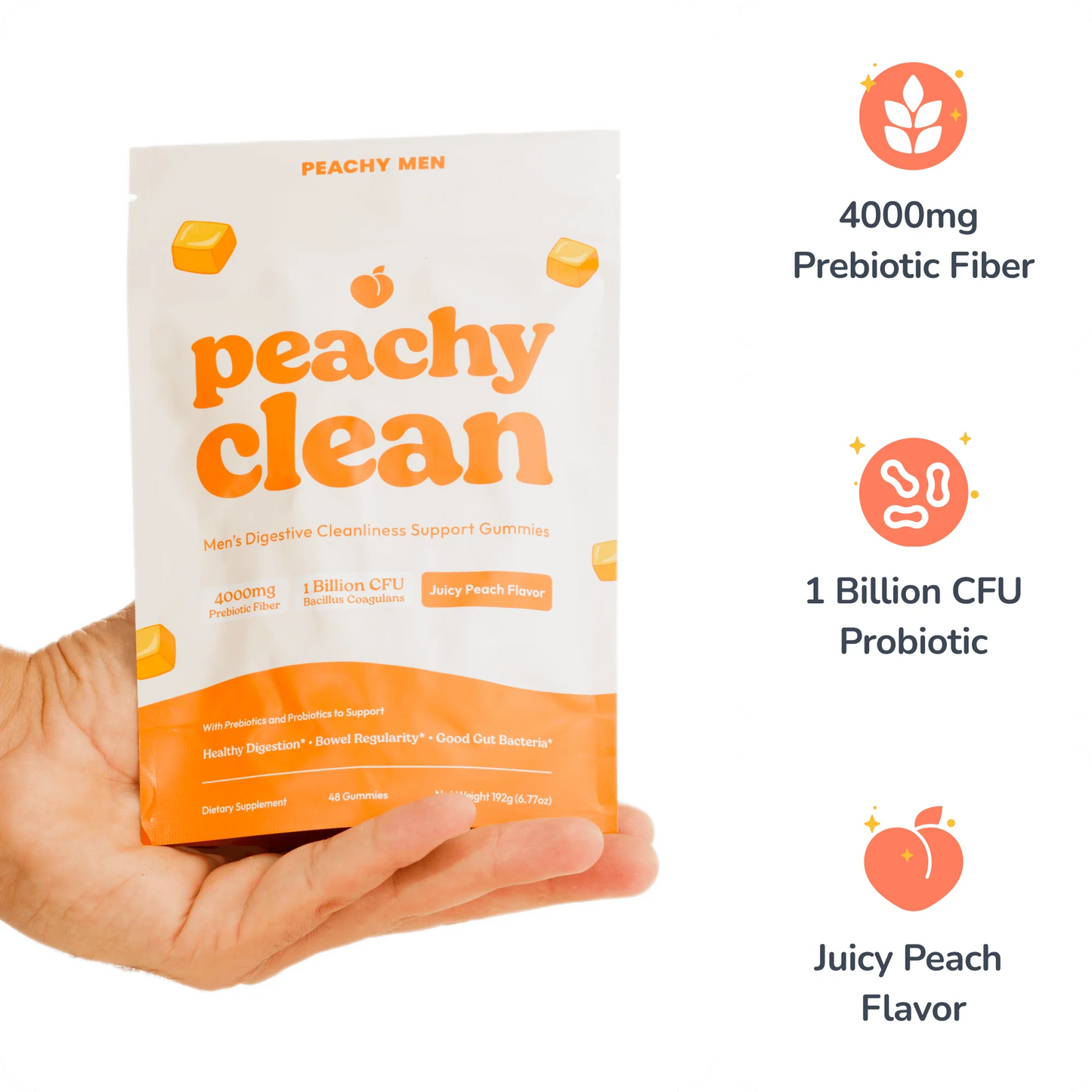 Peachy Clean" Sugar-Free Pre+Probiotic Fiber Gummies